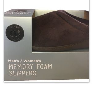 Wayland Square Faux Suede Microfiber Memory Foam Slippers Brown Unisex NIB